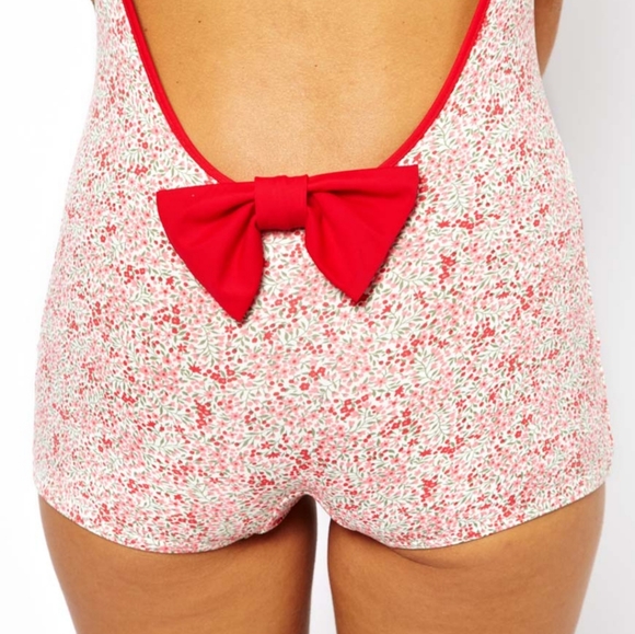 ASOS Other - ASOS Swim Disty Floral Bow Back Boy Leg Swimsuit